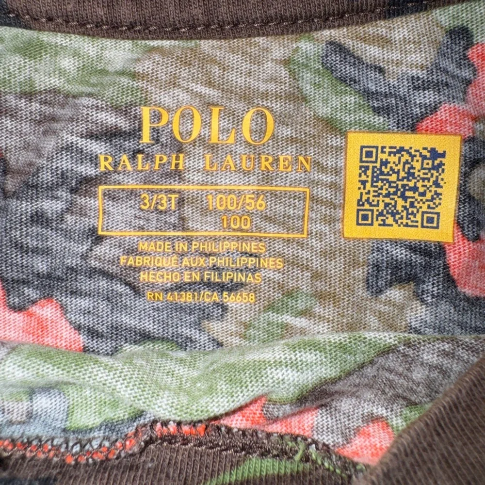 Polo Ralph Lauren Kids Orange Green Camo Short Sleeve T-Shirt 3T RN41381